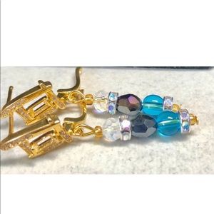 🦋✨dangle earring with crystals and blue apatite stones-pretty